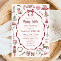 Rode strik vrolijke kleine baby shower uitnodiging