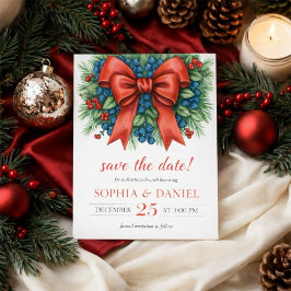 Rode strik waterverf Kerst brunch Save The Date
