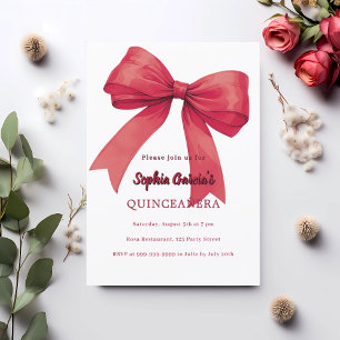 Rode strik witte Quinceanera Kaart