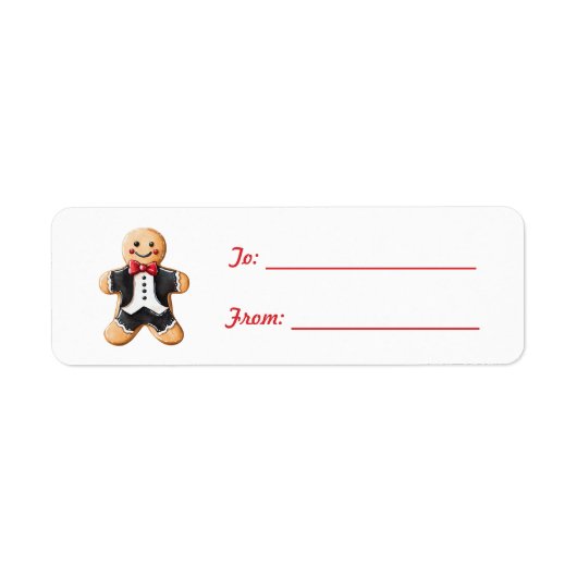 Rode strikdas Tuxedo-gingerbroodkoek Kerstmis Etiket (Voorkant)