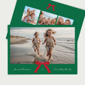 RODE strikjes GROENE CRÈME VROLIJKE kerstfoto Feestdagenkaart