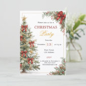 Rode strikken boom Kerstfeest Kaart (Staand voorkant)