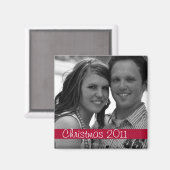 Rode Strip Kerstvakantie foto magneet (Voorkant / Achterkant)
