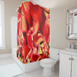 Rode strip waarmee beweging wordt gesimuleerd douchegordijn