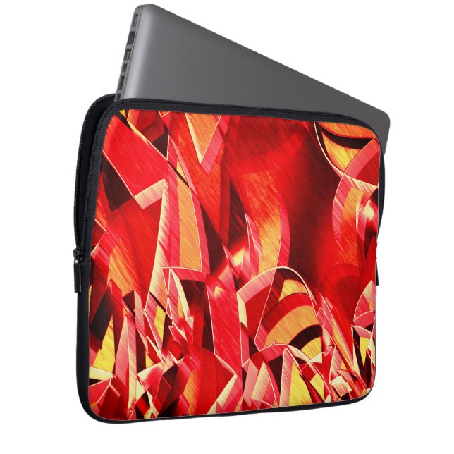 Rode strip waarmee beweging wordt gesimuleerd laptop sleeve (Voorkant Rechts)