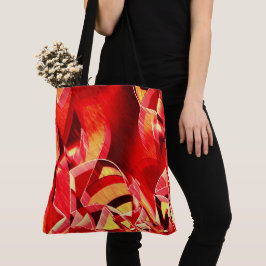 Rode strip waarmee beweging wordt gesimuleerd tote bag