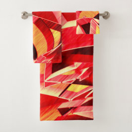 Rode strip waarmee bewegingen over sinaasappel wor bad handdoek