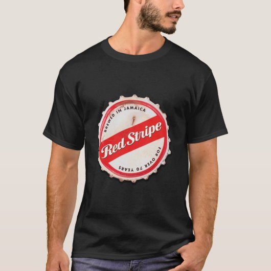Rode Stripe flesdop T-shirt (Voorkant)