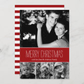 Rode stripes Prettige feestdagen fotokaart Feestdagenkaart (Voorkant / Achterkant)