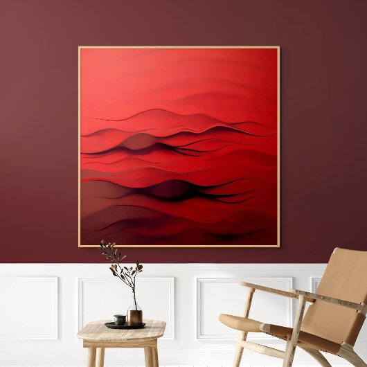 Rode Stroom – Abstracte Rode Golven in Beweging Canvas Afdruk