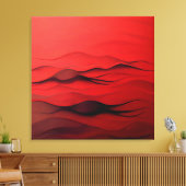 Rode Stroom – Abstracte Rode Golven in Beweging Canvas Afdruk (Insitu (Woonkamer))