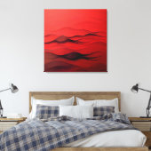 Rode Stroom – Abstracte Rode Golven in Beweging Canvas Afdruk (Insitu (Slaapkamer))
