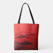 Rode Stroom – Abstracte Rode Golven in Beweging Tote Bag (Achterkant)