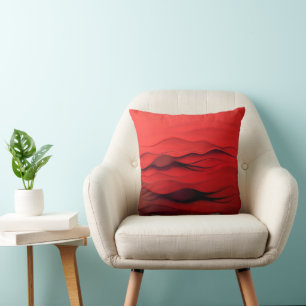 Rode Stroom – Abstracte Rode Golven van Beweging Kussen