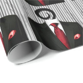 Rode Stropdas Black Weddenschap Tux voor Groomsman Cadeaupapier (Rol Hoek)