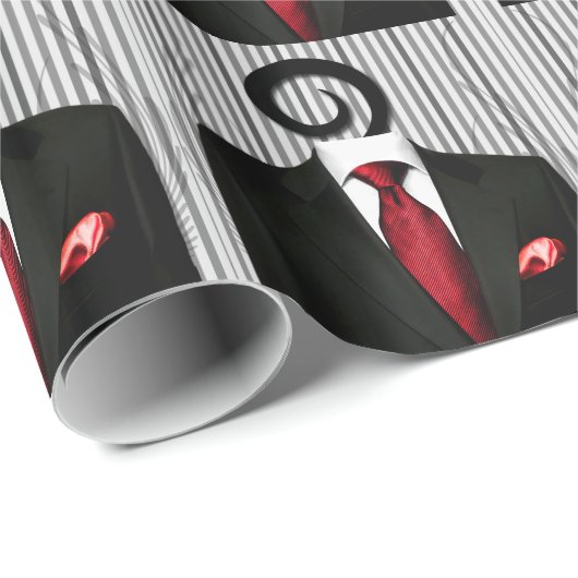 Rode Stropdas Black Weddenschap Tux voor Groomsman Cadeaupapier (Rol Hoek)