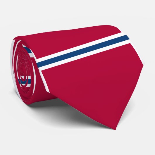 Rode Stropdas met blauwe en witte horizontale stre (Opgerold)