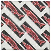 rode sturgeons zigzag zwart/wit patroon stof (Swatch)