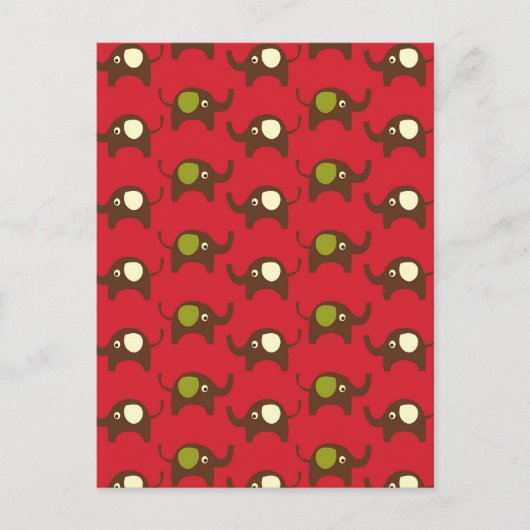 Rode succesolifantenpatroonafdrukken briefkaart (Voorkant)