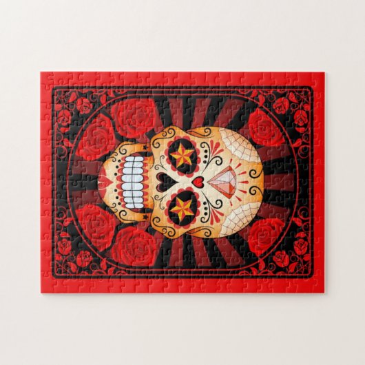 Rode Suiker met Rozen Poster Legpuzzel (Horizontaal)