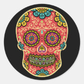 Rode Suiker Schedel Sticker (Voorkant)