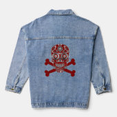 Rode suikerriet Dag van de dode schedelbeenderen Denim Jacket (Achterkant)