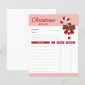 Rode Suikerstok En Strik - Kerstcadeaulijst Planne (Voorkant / Achterkant)