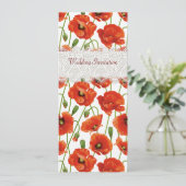 Rode Summer Poppies Weddenschap Kaart (Staand voorkant)