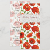 Rode Summer Poppies Weddenschap Kaart (Voorkant / Achterkant)