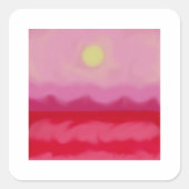 Rode Sunset Ocean Vierkante Sticker (Voorkant)