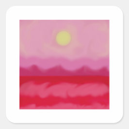 Rode Sunset Ocean Vierkante Sticker