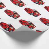 Rode supercar-cartoon - Kies achtergrondkleur Cadeaupapier (Hoek)