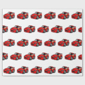 Rode supercar-cartoon - Kies achtergrondkleur Cadeaupapier (Vlak)