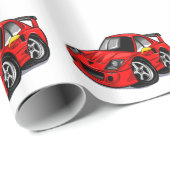 Rode supercar-cartoon - Kies achtergrondkleur Cadeaupapier (Rol Hoek)