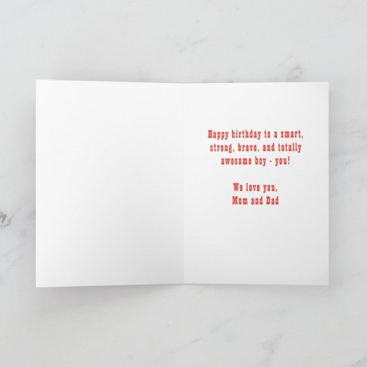 Rode Superheld Comic Speech Bubble Jongen Verjaard Kaart (Binnen)