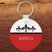 Rode Swanky Fleur De Lis Sleutelhanger (Voorkant)
