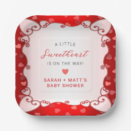 Rode Sweetheart Valentijnsdag Baby shower Papieren Bordje