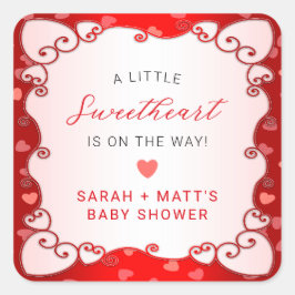 Rode Sweetheart Valentijnsdag Baby shower Vierkante Sticker