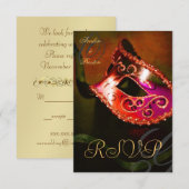 Rode Swirl Masquerade Masker RSVP Uitnodiging (Voorkant / Achterkant)