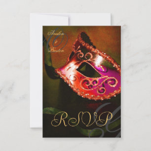 Rode Swirl Masquerade Masker RSVP Uitnodiging