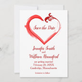 Rode Swoosh Hart Bruiloft Save the Date Kaarten (Voorkant)