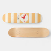 Rode T-Rex dinosaurus; Oranje strepen Skateboard (Horizontaal)