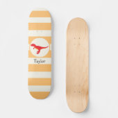 Rode T-Rex dinosaurus; Oranje strepen Skateboard (Voorkant)