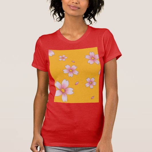 Rode T-shirt met bloemen (Voorkant)