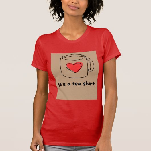 Rode T-shirt met Tea shirt-typografie (Voorkant)