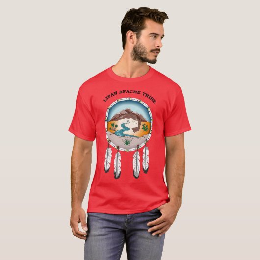 RODE T-shirt van Lipan Apache Tribe Mannen (Voorkant volledig)