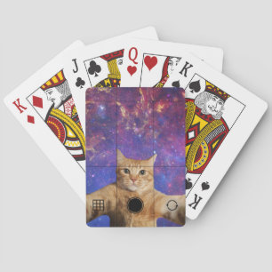 Rode Tabby Cat Het nemen van een Selfie in de ruim Pokerkaarten