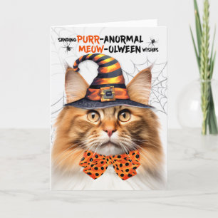 Rode Tabby Noorse bos PURRanormale MEOWolween Feestdagen Kaart