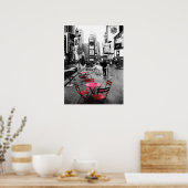 rode tafel in time vierkant poster - standaardgroo (Keuken)