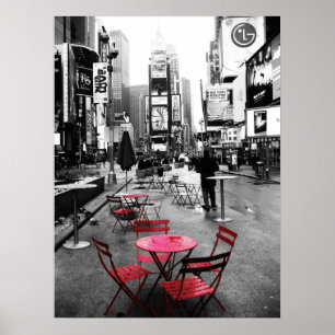 rode tafel in time vierkant poster - standaardgroo